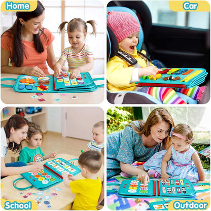 Winblo Toddler Busy Board - Montessori Toys for Toddler Girl Birthday Gift, Educational Learning Sensory Busy Book for Girls, Airplane Car Travel Activities Toy for Toddlers