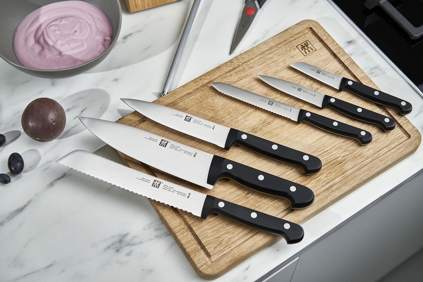 ZWILLING Twin Chef 9Piece Knife Block Set - Corrosion Resistant, Ice-Hardened Ultra Sharp Blades Graphite-Grey, Professional Knife Set, Durable, Dishwasher Safe