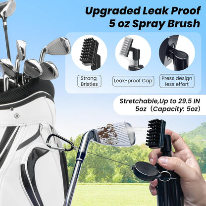 BAPOTH Golf Club Cleaner, Non-Leaking Stretchable Golf Brush with Golf Towel (60 * 40cm), Strong Bristles Brush Can Hold 5 oz Water, Essentials Golf Accessories Gifts for Men Women