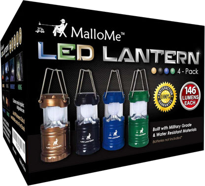 MalloMe Lantern Camping Lights - Camping Lanterns for Power Outages - Tent Lights LED Lantern Light for Hanging in Camp Tents - Battery Powered LED Outage Lamp (Rechargeable Batteries Not Included)