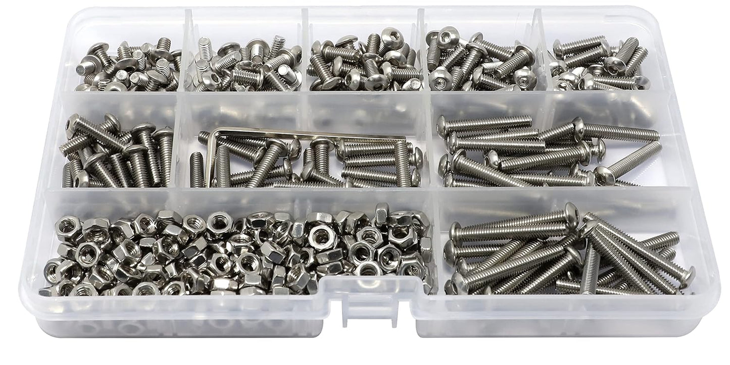 iexcell 50 Pcs M6 x 20mm Thread Pitch 1 mm Stainless Steel 304 Hex Socket Button Head Cap Screws Bolts Kit