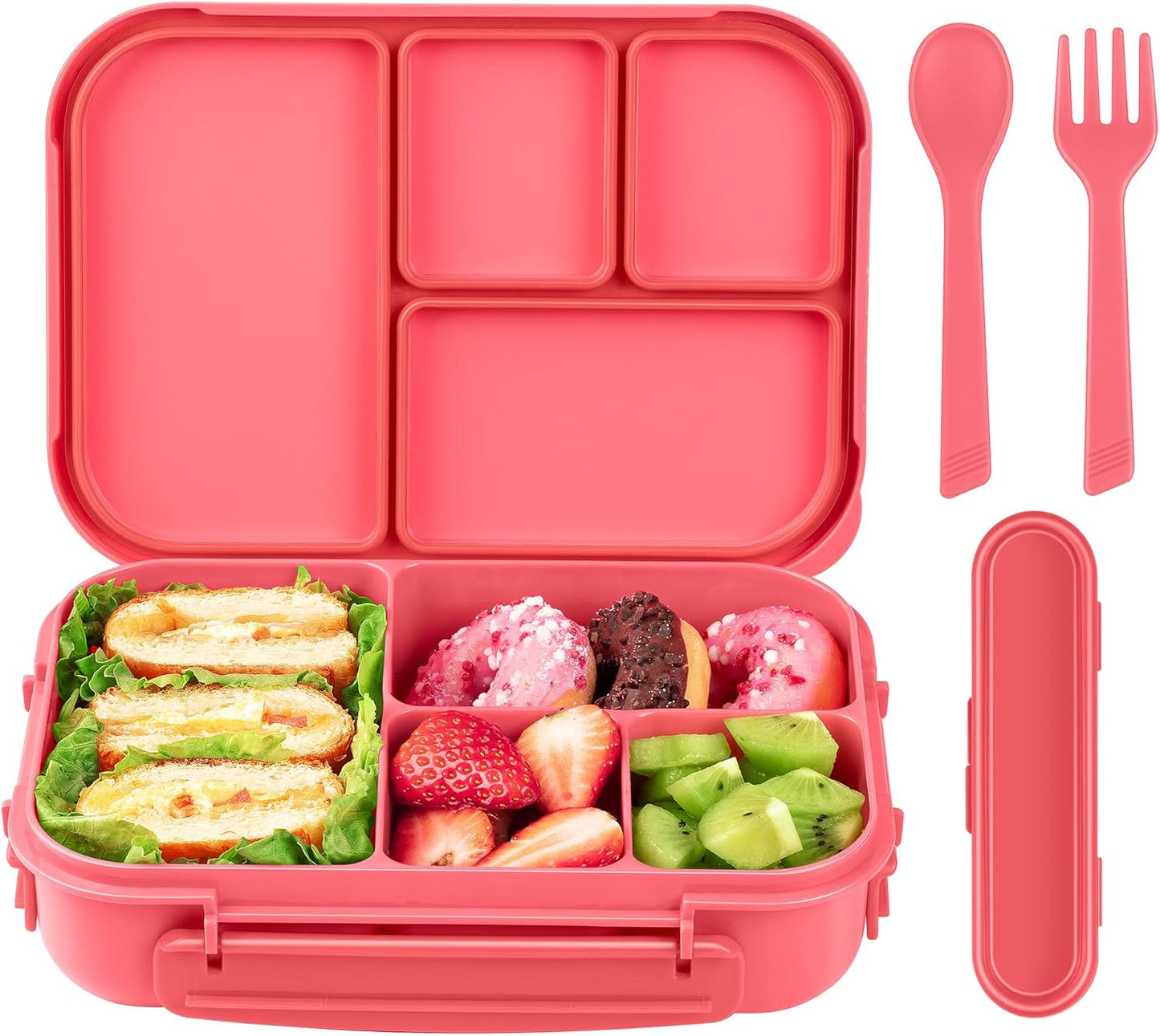 Amathley Lunch Box Kids,Bento Box Adult Lunch Box,Leakproof Lunch Containers for Adults/Kids/Toddler,1200ML-4 Compartments bento Lunch box with Utensil,Microwave & Dishwasher Safe(Dark Gray)