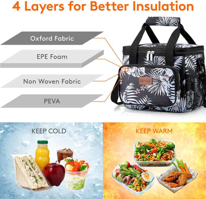 Lifewit Large Lunch Bag for Adults, 24-Can 15L Insulated Lunch Box Leakproof Soft Cooler Cooling Tote for Men Women, Waterproof Reusable Cooler Bags for Work Office Outdoor Picnic Camping, Black