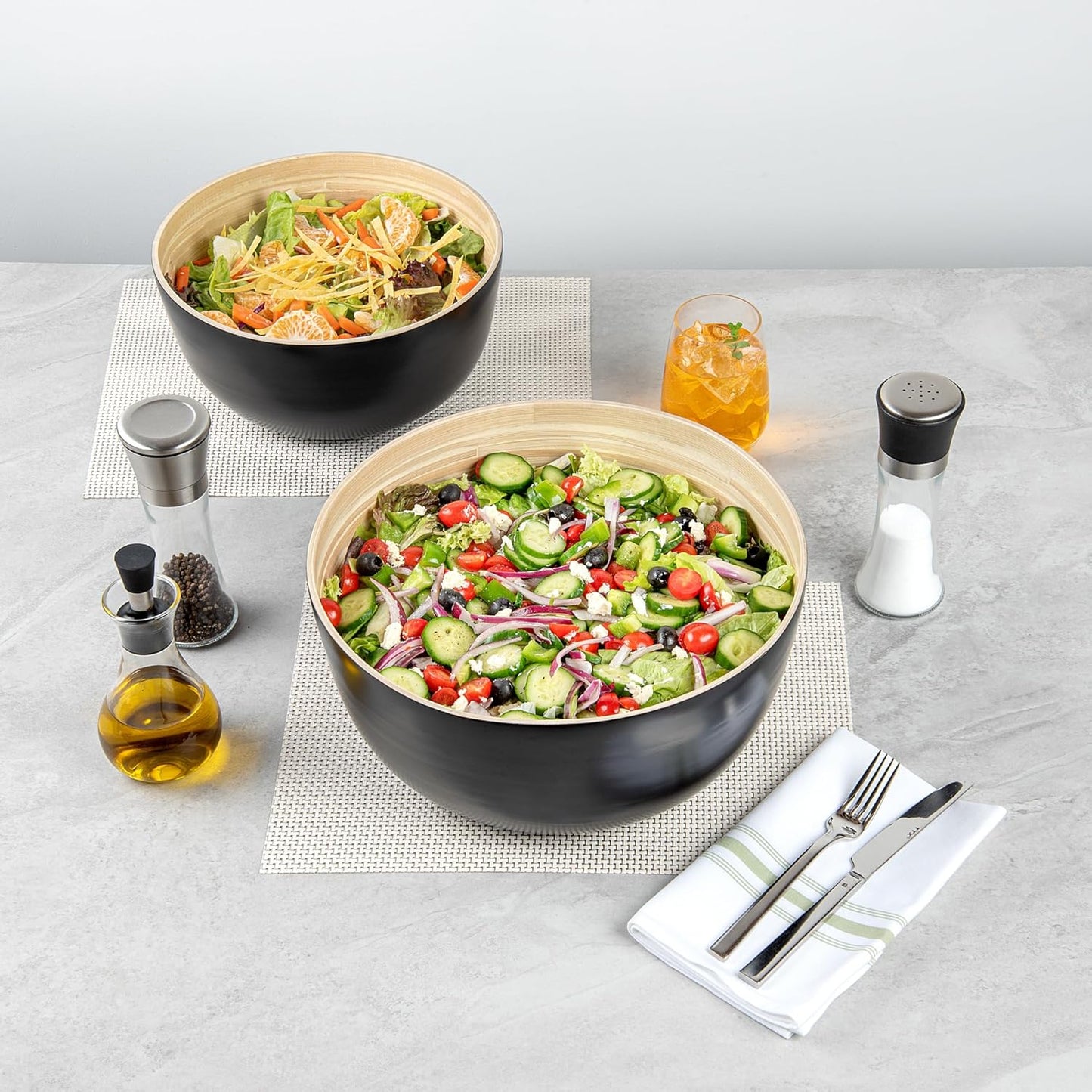 Restaurantware-Bambuddha 15 Ounce Small Salad Bowl, 1 Heavy-Duty Round Salad Bowl - Sustainable, Reusable, Black Bamboo Serving Dish, for Serving Salads, Fruits, and Appetizers