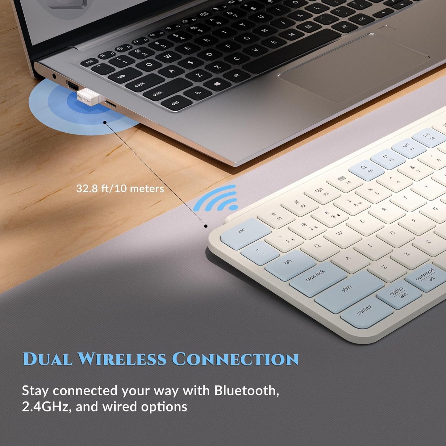 Keychron B6 Pro Quiet Key Full Size Ultra-Slim Wireless Keyboard, ZMK Programmable Bluetooth 5.1/2.4 GHz/Wired with Ultra-Long Battery Life Low Profile for Mac Win Linux System - Space Gray