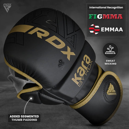 RDX MMA Gloves Sparring Grappling, Hybrid Open Palm Martial Arts Mitts Men Women, Maya Hide Leather Wrist Support, Cage Fighting Combat Sports, Muay Thai Training, Punching Bag and Kickboxing