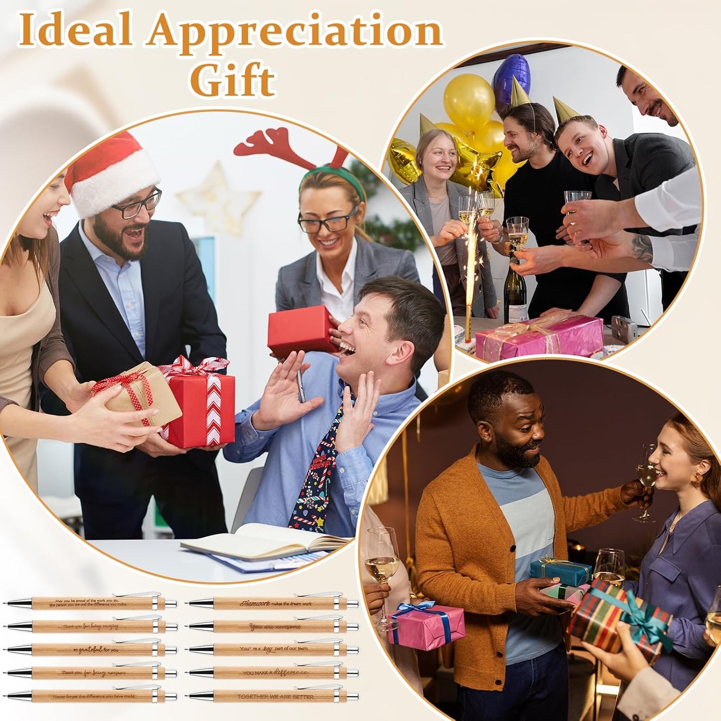 160Pcs Employee Appreciation Gifts Thank You Bamboo Pens Inspirational Ballpoint Pen Motivational Quotes Pens with Organza Bags and Thank You Cards Encouraging Pen Thank You Gift for Teacher Colleague