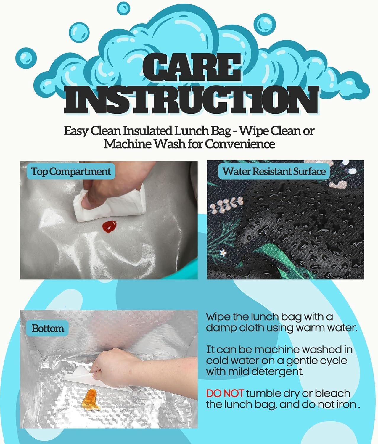 SUNNY BIRD Dual Compartment Lunch Bag Insulated Lunch Box for Women and Men (Green with Boho Strap)