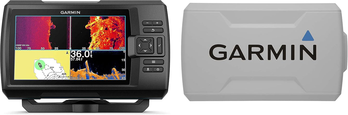Garmin Striker Vivid 4cv Bundle with Transducer and Protective Cover, 4-inch Color Fishfinder, Vivid Scanning Sonar Color Palettes 010-02550-00