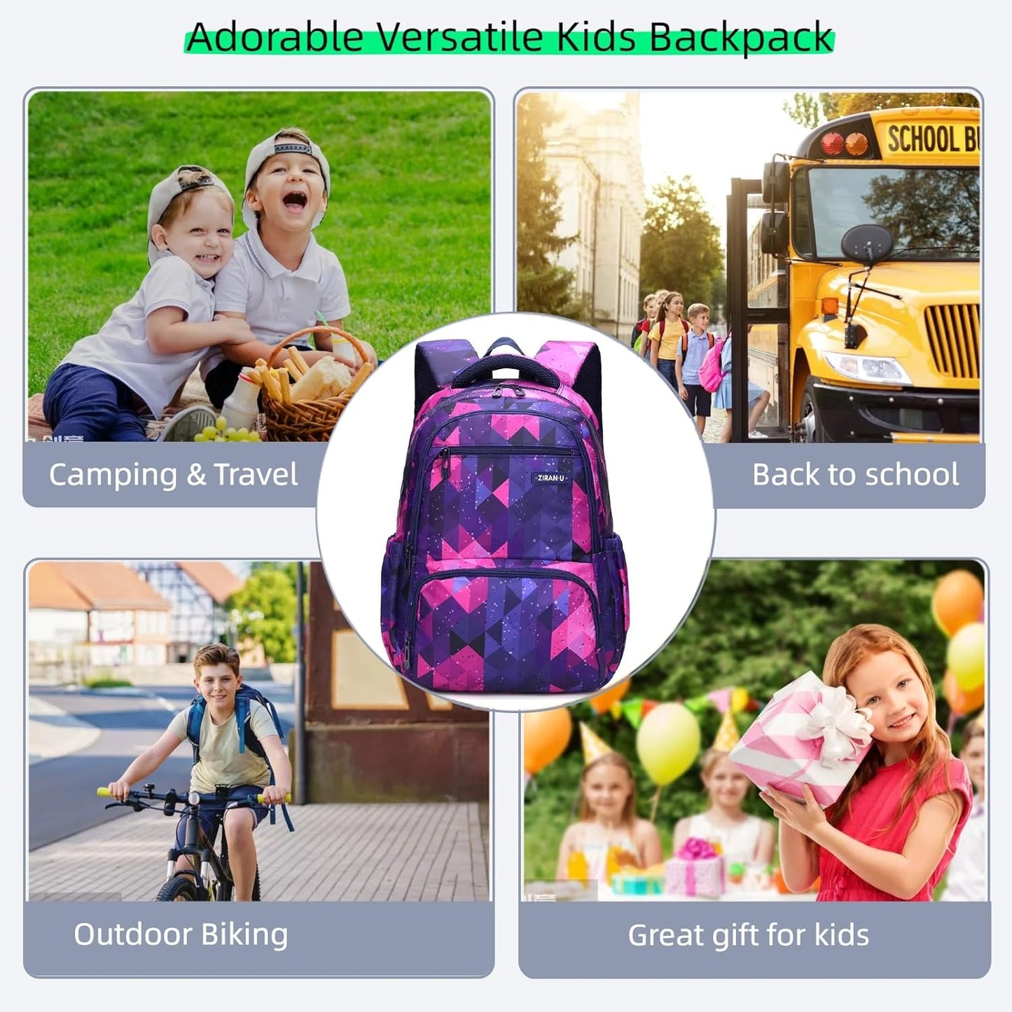 Kids Backpack for Boys Girls Nylon Elementary School Bags Durable Children Bookbags Casual Travel Back Pack