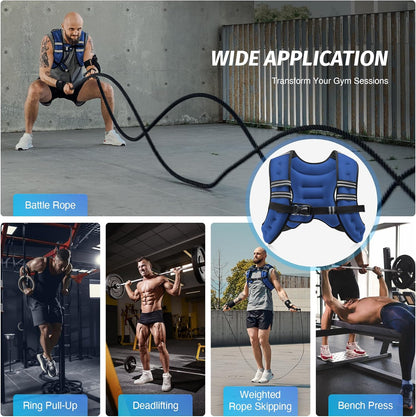 ZELUS Weighted Vest, 6lb/8lb/12lb/16lb/20lb/25lb/30lb Weight Vest with Reflective Stripe for Workout, Strength Training, Running, Fitness, Muscle Building, Weight Loss, Weightlifting