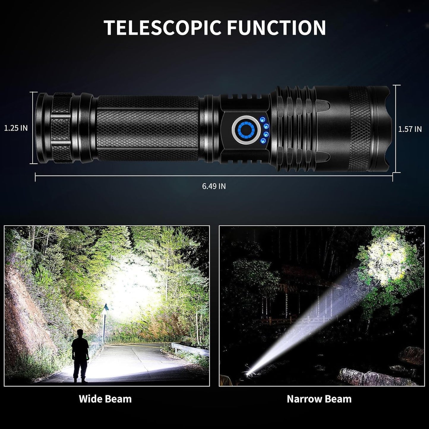 Rechargeable Flashlight 990000 High Lumens,Brightest LED Flashlights & 5 Modes,Powerful Flash Light,IPX6 Waterproof Super Bright Flashlight for Camping, Hiking