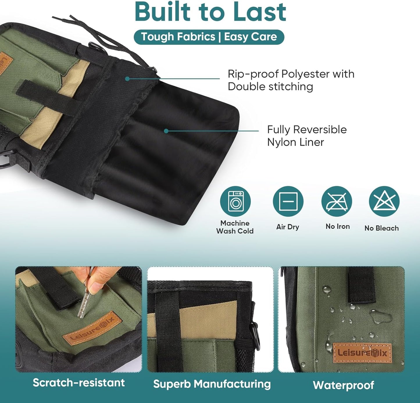 Dog Treat Pouch with Collapsible Bowl & Zippered Pockets Hands-Free Training Treat Pouch Bag for Dogs Waterproof Pet Waist Bag, Adjustable Strap Training, Hiking, Outdoor Use (Black & Olive Green)