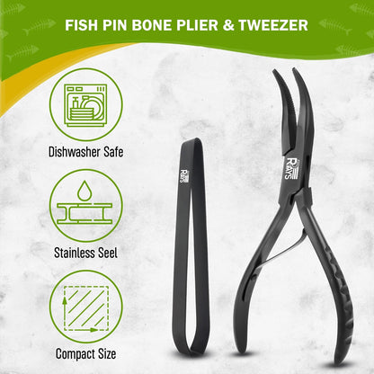 RRAYS Fish Bone Plier/Tweezer Stainless Steel - Deboning Tools for All Kinds of Fish, Small, Black