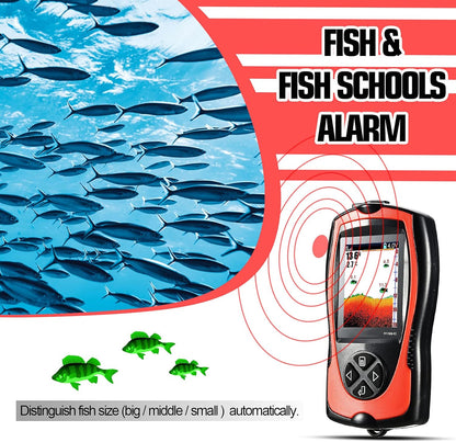 Atibin Handheld Wired Fish Finder Kayak Portable Display Depth Finder Boat Sonar Fish Finders Transducer Sensor LCD Screen