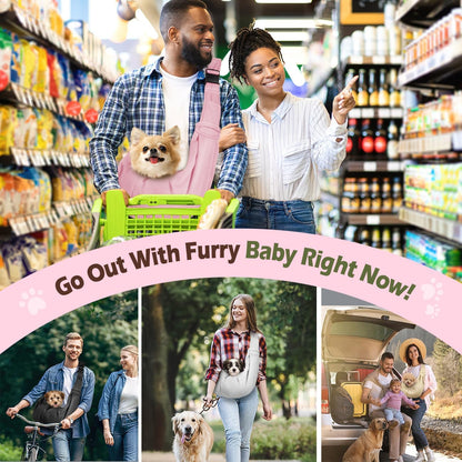 Pawaboo Small Dog Sling Carrier, Reversible Hands Free Dog Sling Carrier for Small Dogs and Cats, Puppy Sling Carrier with Adjustable Strap Buckle & Safety Harness, Puppy Essentials, Grey