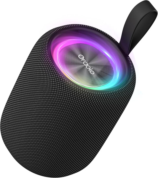 Oraolo Bluetooth Speaker, Portable Bluetooth Speakers with Immersive Audio, LED Lights, 8H Playtime, Bluetooth 5.4, Support TWS TF USB, IPX6 Waterproof Wireless Speakers for Outdoor Camping Home