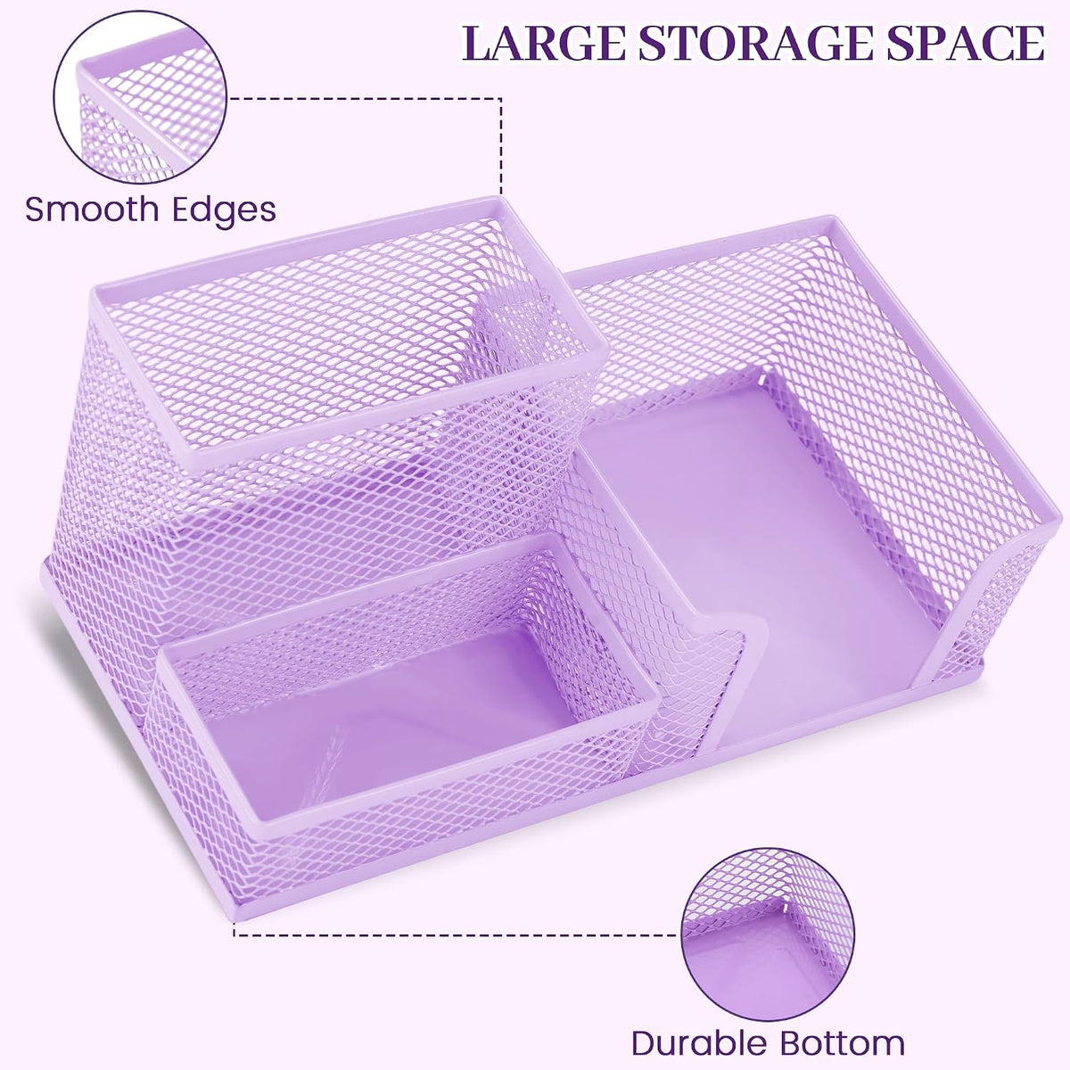 Purple Office Desk Accessories, 9 Pcs Desk Organizers and Accessories with Mesh Pen Holder, Stapler, Tape Dispenser, Hole Punch, Office Supplies Set for Office Home School Women Students Gift