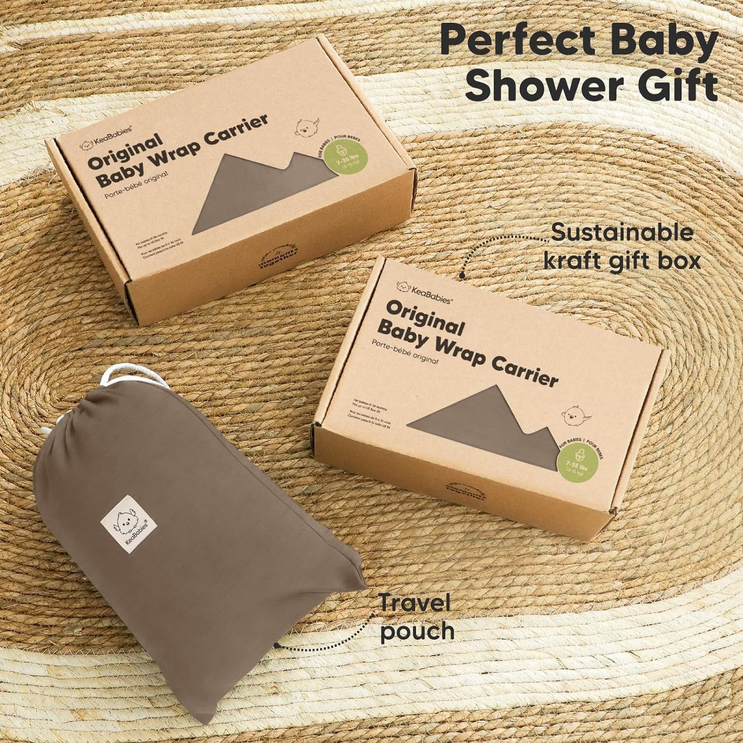 KeaBabies Baby Wrap Carrier - All in 1 Original Baby Carrier Newborn To Toddler Sling, Easy to Wear, Hands Free Bonding, Lightweight, Breathable Infant Wraps (Trendy Black)