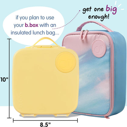 b.box 5-Compartment bento Style Lunch Box for Kids, Toddlers, Childrens, BPA-Free Food Storage Container with Cooler Pack, ON-The-GO Food Box with Handles Included Custom Divider, Lemon Twist