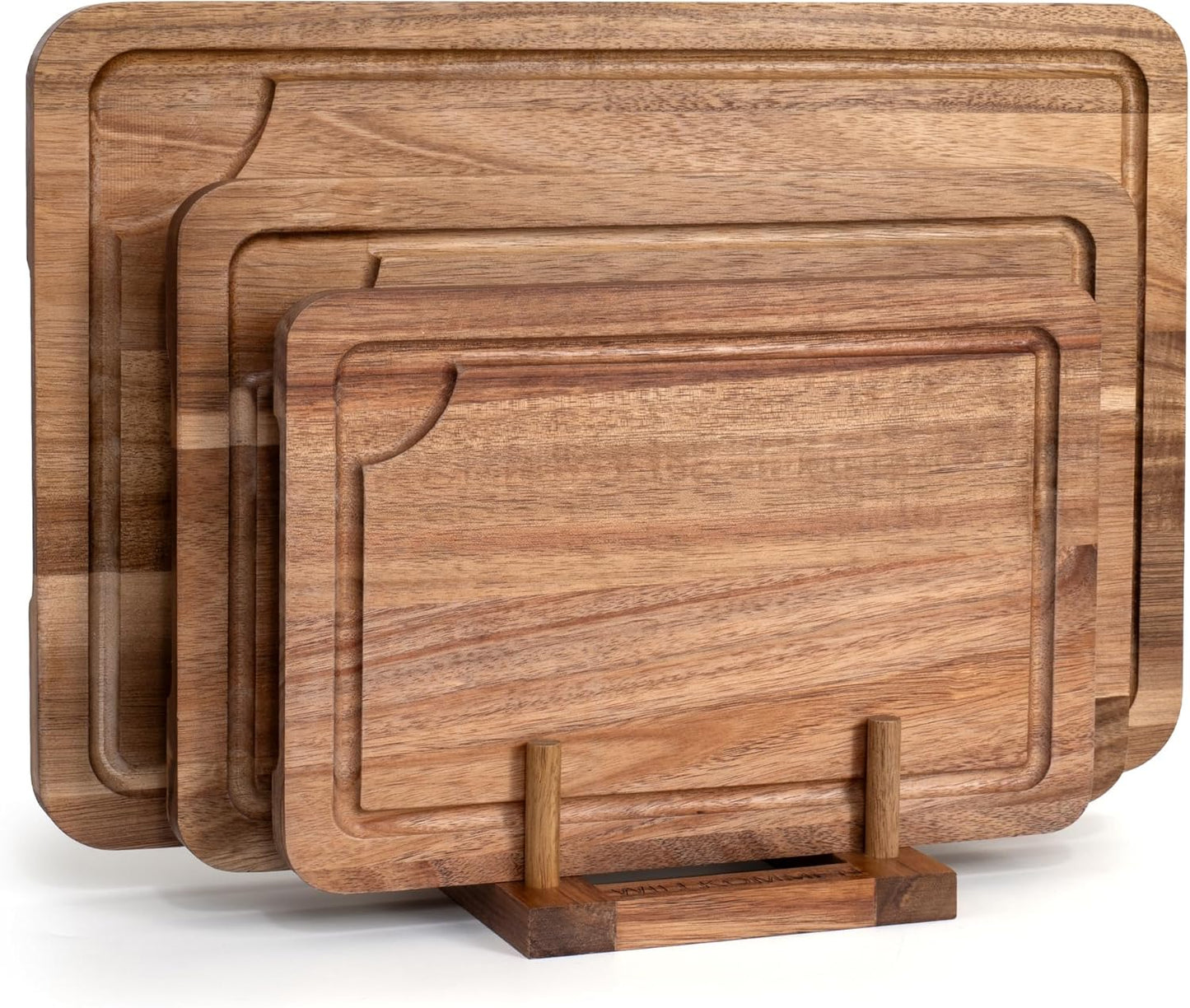 Bamboo Cutting Board Set of 3, Cutting Boards for Kitchen with Juice Groove, Bamboo Chopping Board Set, Serving Board Set for Meat, Fruit Vegetable and Cheese
