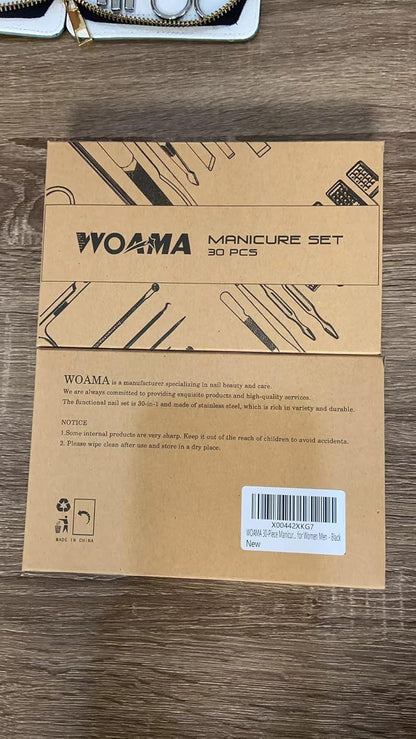 WOAMA Manicure Set 30 in 1 Nail Clipper Set Nail Kit for Women Men Stainless Steel Manicure Kit Professional with Travel Case