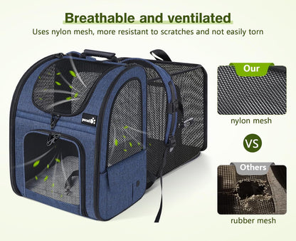 Pecute Pet Carrier Backpack, Dog Carrier Backpack Expandable with Breathable Mesh for Pets ＜6kg, Pet Backpack Carrier for Hiking Travel Camping Outdoor