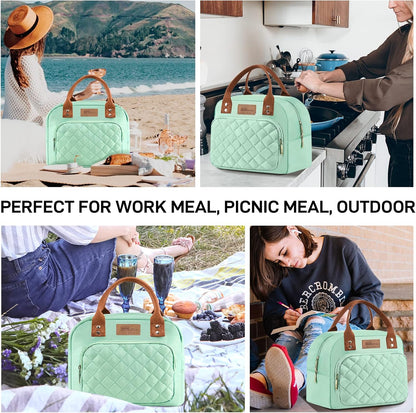 HOMESPON Lunch Bag for Woman Man Adults with Front Pocket Insulated Lunch Tote Lunch Box Container for Work Picnic or Travel(Black)