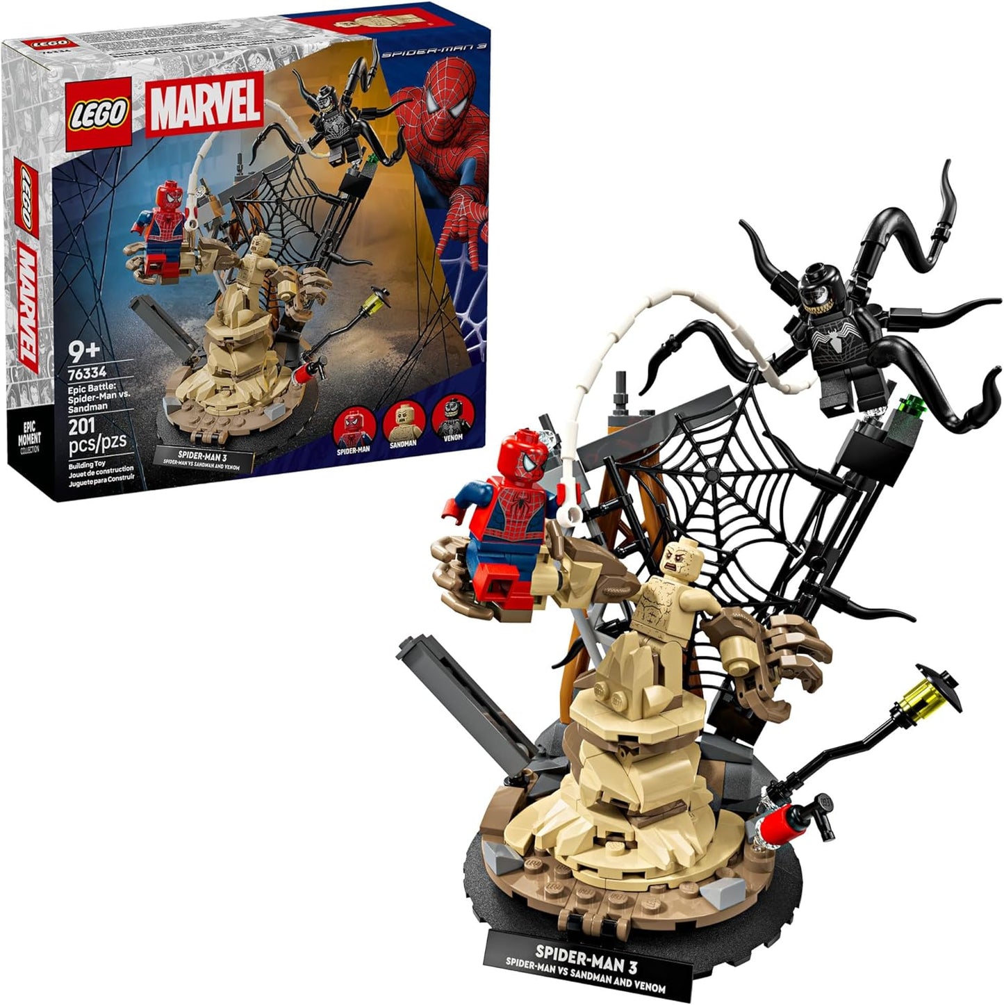 Epic Battle Building Toy Set for Kids Ages 9+ with 201 Pieces, 3 Action Minifigures, and Interactive Display Base - PuriLite