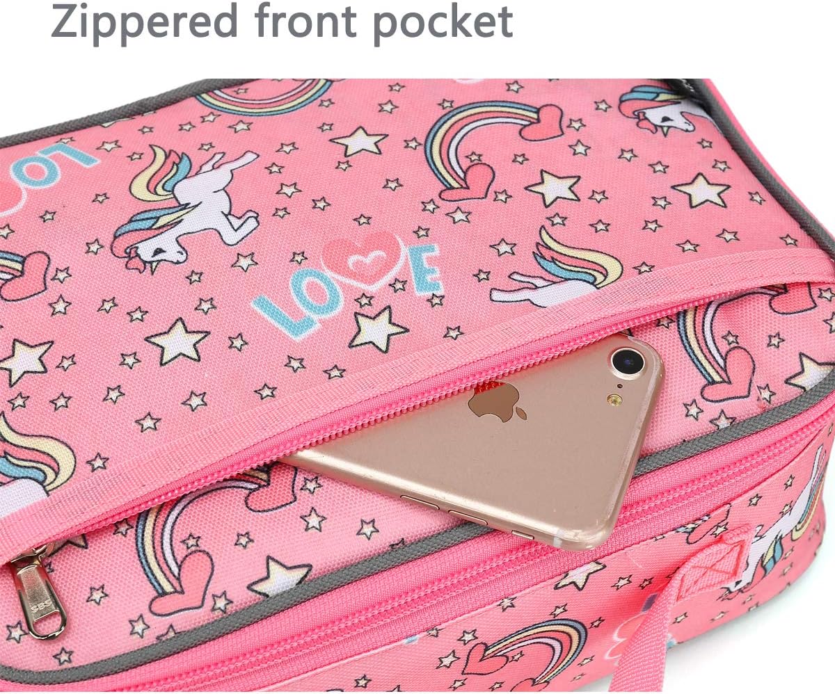 FlowFly Kids Lunch Box Insulated Soft Bag Mini Cooler Back to School Thermal Meal Tote Kit for Girls, Boys, Black