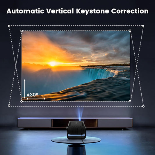 Projector with Auto Keystone/Electric Focus, PUTRIMS 1080P S28 Mini Projector WiFi and Bluetooth, Portable Projector 145°Adjustable Stand 50% Zoom 200" Screen for Phone/TV Stick/PS5/USB - PuriLite