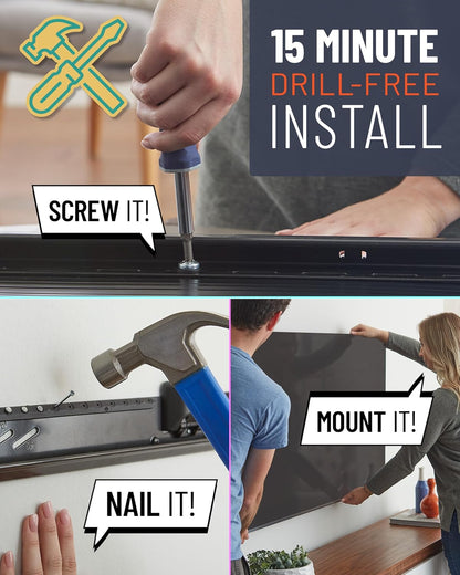 ECHOGEAR No Stud TV Mount for Drywall - Slim No Drill Design Holds TVs Up to 100lbs with Nails - Easy Studless Install with No Drill Needed