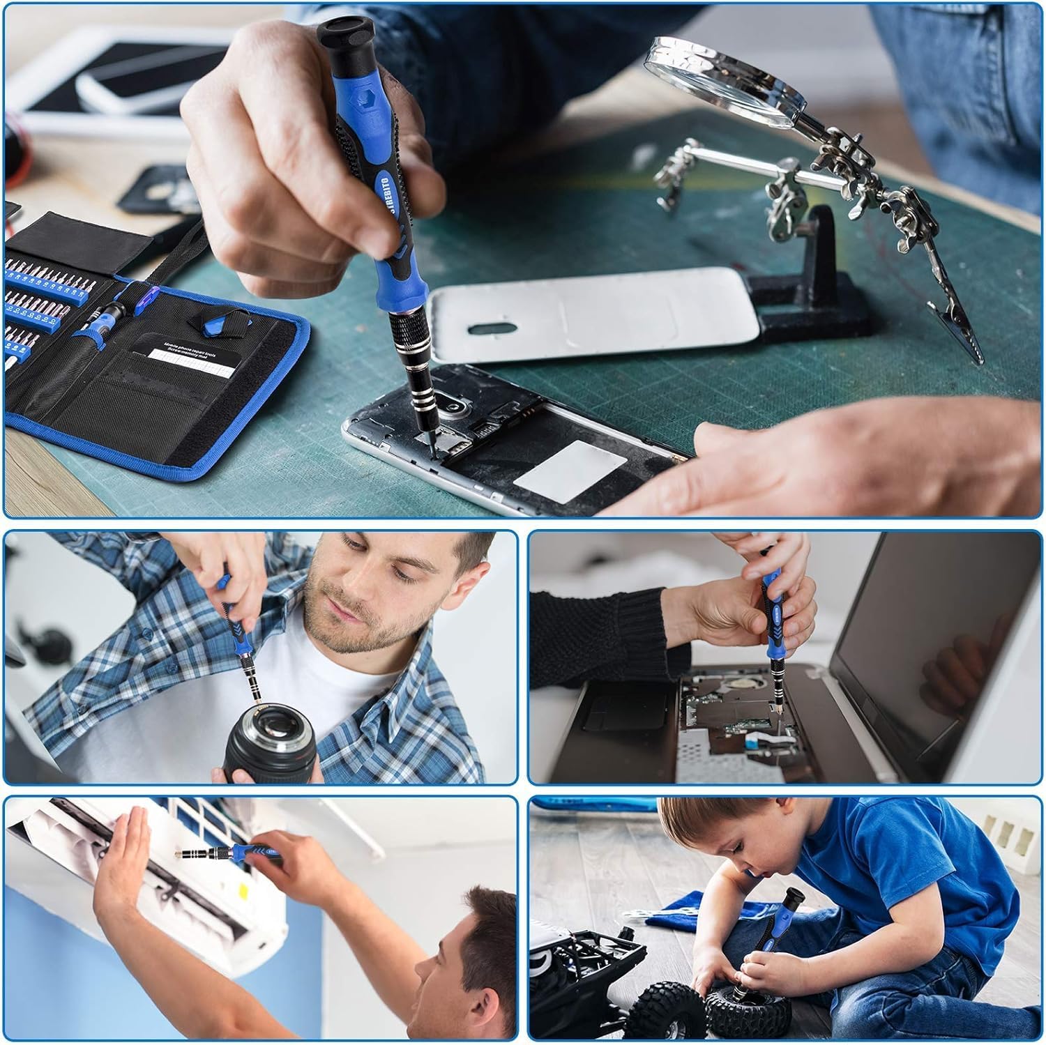 STREBITO 142-in-1 Precision Screwdriver Set – Magnetic Electronics Repair Tool Kit with 120 Bits, Flexible Shaft & Storage Bag - PuriLite