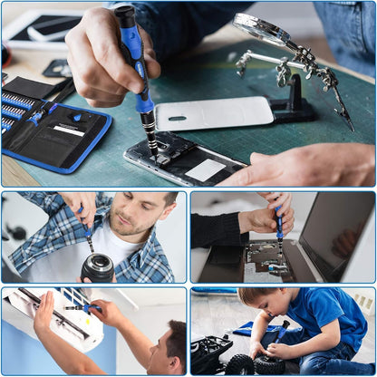 STREBITO 142-in-1 Precision Screwdriver Set – Magnetic Electronics Repair Tool Kit with 120 Bits, Flexible Shaft & Storage Bag - PuriLite