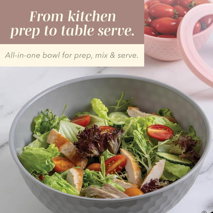 COOK WITH COLOR Mixing Bowls with TPR Lids - 12 Piece Plastic Nesting Bowls Set Includes 6 Prep Bowls and 6 Lids, Microwave Safe Mixing Bowl Set (Mint)