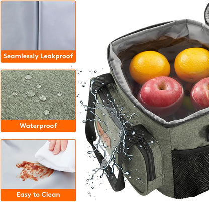 Lifewit Large Lunch Bag Insulated Lunch Box Soft Cooler Cooling Tote for Adult Men Women, Dark Green 12-Can (9L)