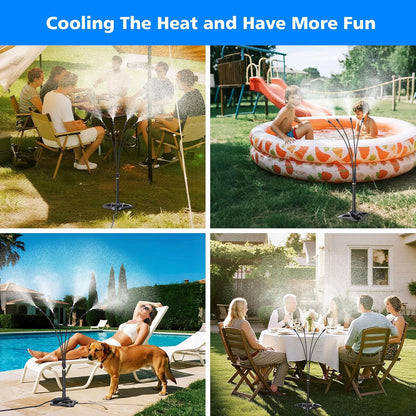 Misters for Outside Patio - Standing Mister for Cooling Outdoor, 26.2FT(8M) Portable Misting System for Garden Backyard BBQ Party Tanning Pool Beach Cooling & Water Playing