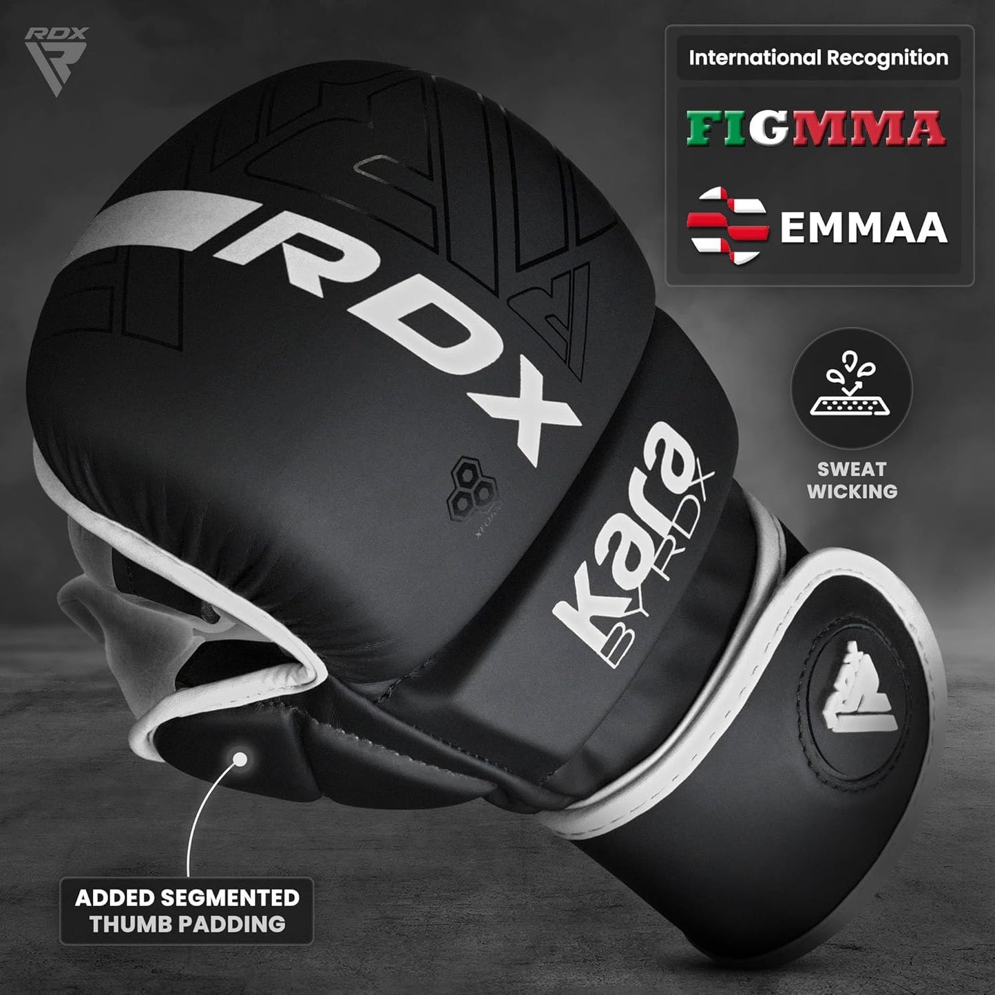 RDX MMA Gloves Sparring Grappling, Hybrid Open Palm Martial Arts Mitts Men Women, Maya Hide Leather Wrist Support, Cage Fighting Combat Sports, Muay Thai Training, Punching Bag and Kickboxing