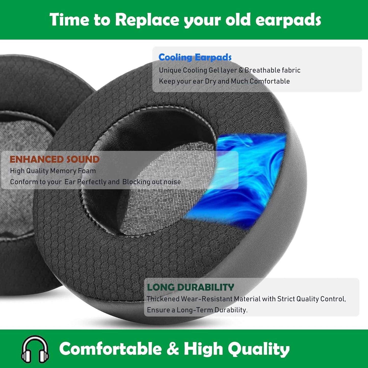 ACCOUTA Cooling Gel Replacement Earpads Cushions Compatible with Corsair Virtuoso RGB Wireless SE Gaming Headset Ear Pads with Cooling Gel Layer