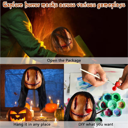 Ghost Face Mask Latex Scary Halloween Mask for Masque Halloween Cosplay, Ghostface Full Head for Adults Man & Woman Cosplay