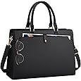 Laptop Bag for Women 17.3 Inch Laptop Tote Bag Large Work Tote Bag Waterproof Work Bag Teacher Bag with USB Charging Port Computer Tote Bag Nylon Handbag Satchel Shoulder Bag(17.3 inch, Black) - PuriLite