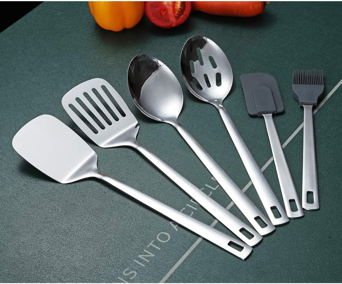 Stainless Steel Cooking Utensils Set, Berglander 13 Pieces Kitchen Utenisls Set, Kitchen Tools Set with Utensil Holder Non-Stick and Heat Resistant,Dishwasher Safe, Easy to Clean (13 Packs)