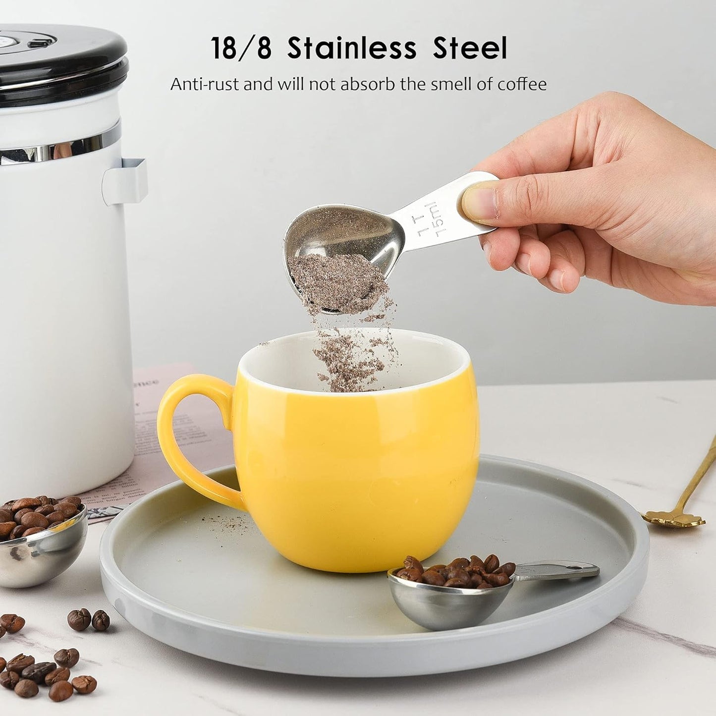 Smithcraft Measuring Cup Set of 8 Stainless Steel Measuring Cups18/8(304) Steel Material Heavy Duty 8 Measuring Cups and 1 Ring Set of 9