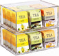 2 Pack Coffee Pod Storage Drawer, Stackable Tea Bag Organizer with Dividers, Acrylic Coffee and Tea Packet Holder, Clear Plastic Storage Bins for Kitchen Pantry, Countertop or Cabinet