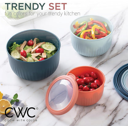 COOK WITH COLOR Prep Bowls with Lids- 8 Piece Nesting Plastic Small Mixing Bowl Set with Lids (Teal Ombre)