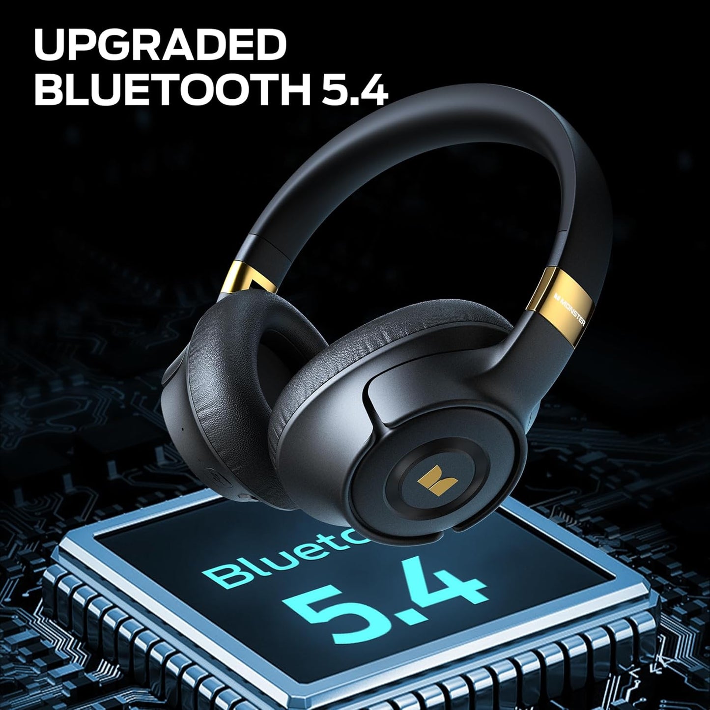 Monster Persona SE ANC Active Noise Cancelling Headphones, Bluetooth Headphones Over Ear with 60H Playtime, HiFi Stereo Audio, Deep Bass, Wireless Headphones for Home Office (Dark Black)