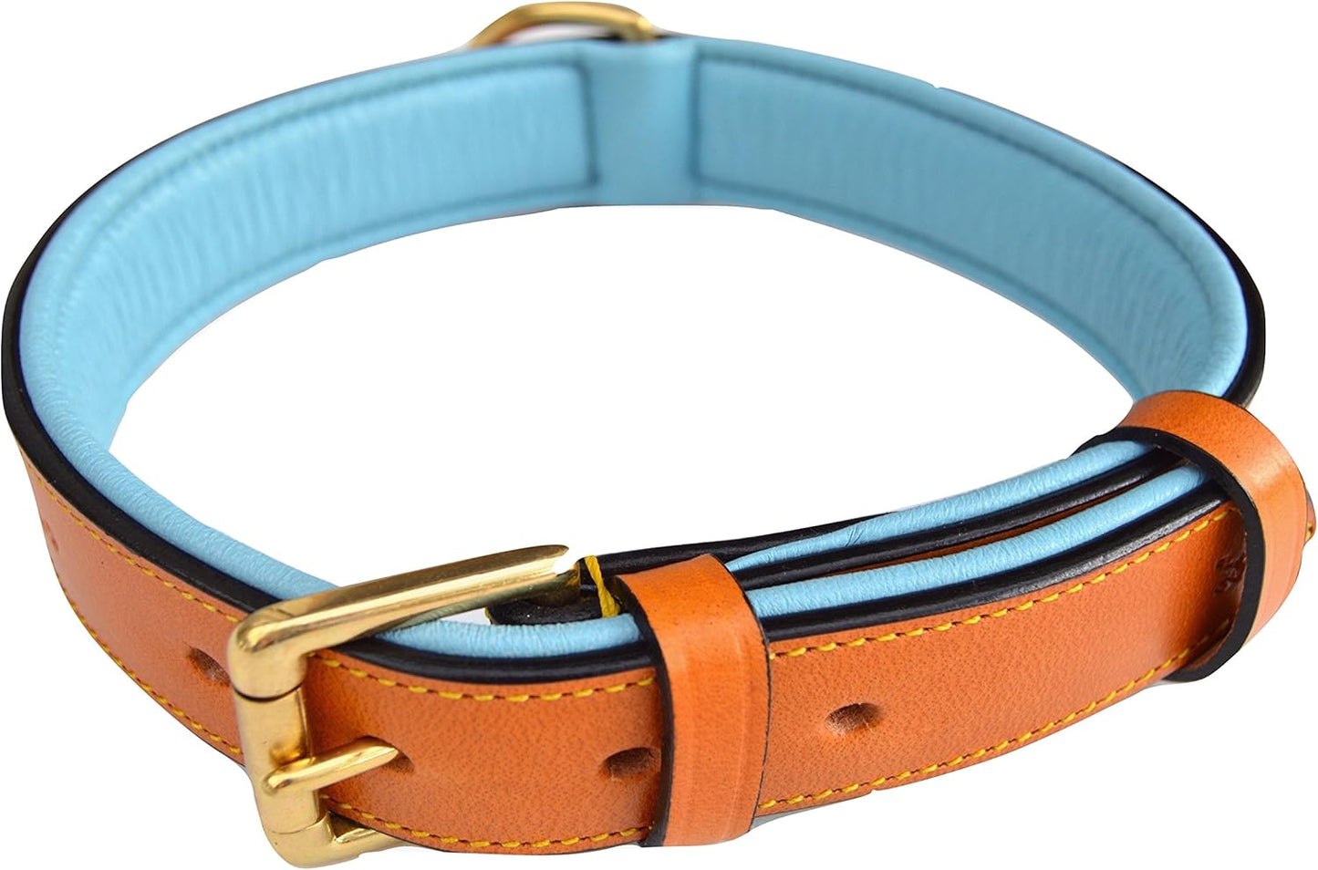 Soft Touch Collars Padded Leather Dog Collar, Large Brown - Genuine Real Leather, 24" Long x 1.5 Wide, Fits Neck Size 18" to 21" Inches