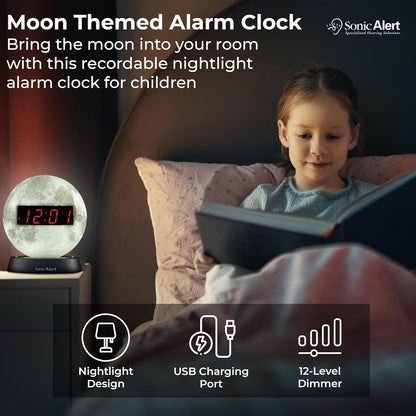 Sonic Alert Baseball Alarm Clock Nightlight for Heavy Sleepers - Loud & Compact Alarm Clock for Bedroom - Battery Backup & Full Range Dimmer - Easy to Set Digital Alarm Clock for Kids - AUX Connection
