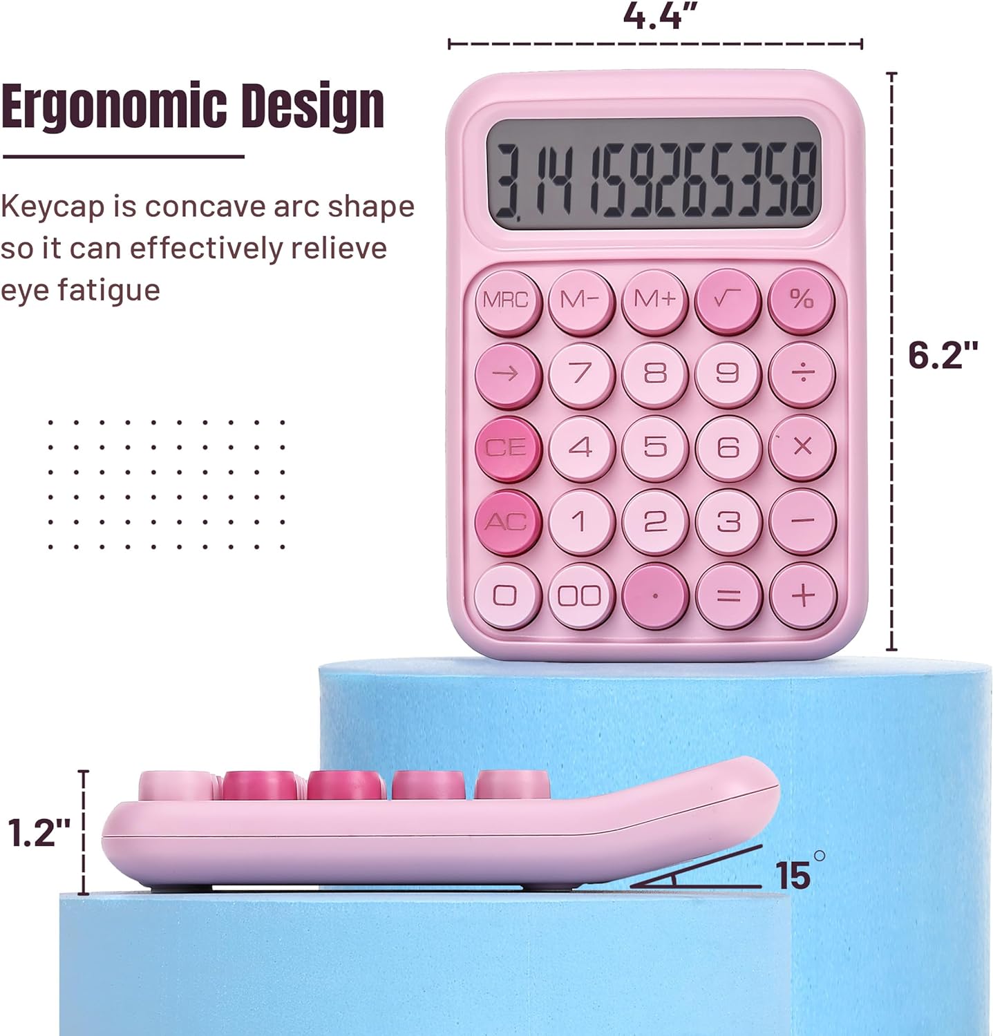Mr. Pen- Mechanical Switch Calculator, 12 Digits, Large LCD Display, Orange With Big Buttons, Desktop, Cute and Aesthetic Design