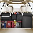 SURDOCA Car Trunk Organizer, 3rd Gen [7 Times Upgrade] Super Capacity Car Organizer, Equipped with [Robust Elastic Net & 3 Magic Stick] Car Trunk Tidy Storage Bag with Lids, Space Saving Expert-Black